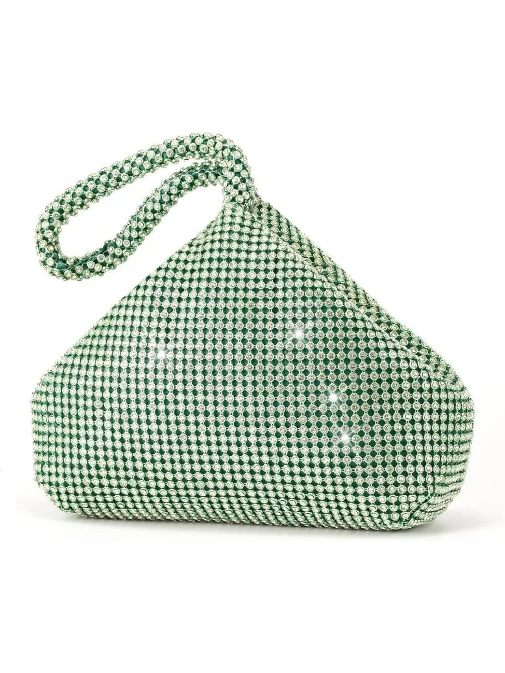 Women's Green Rhinestone Triangle Clutch Purse Vintage Evening Bag